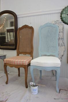 Painted Wicker-Back Chair